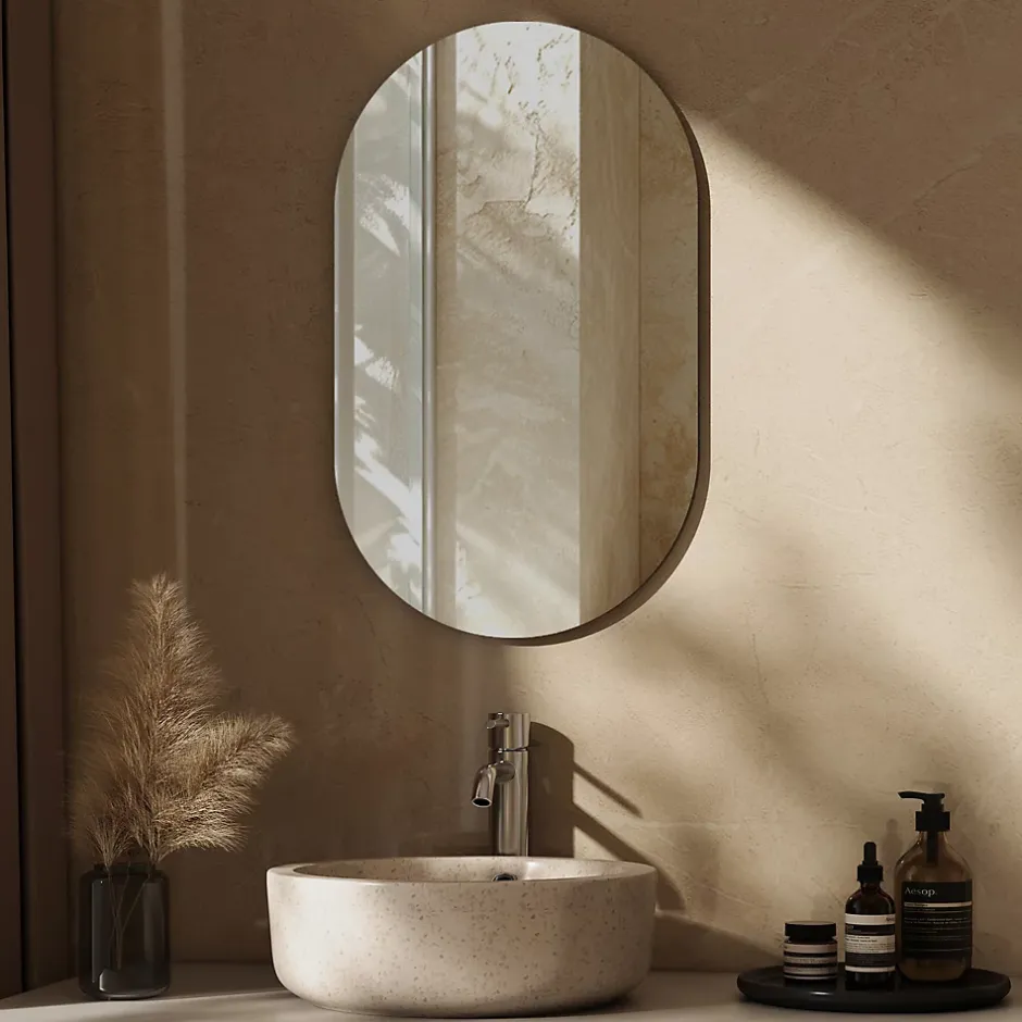 EMKE Miroir rond mural 40x70 cm, surface sans cuivre, anti-explosion, déco murale salle de bain, salon ou chambre* Miroir Simple