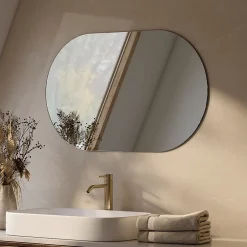 EMKE Miroir rond mural 40x70 cm, surface sans cuivre, anti-explosion, déco murale salle de bain, salon ou chambre* Miroir Simple