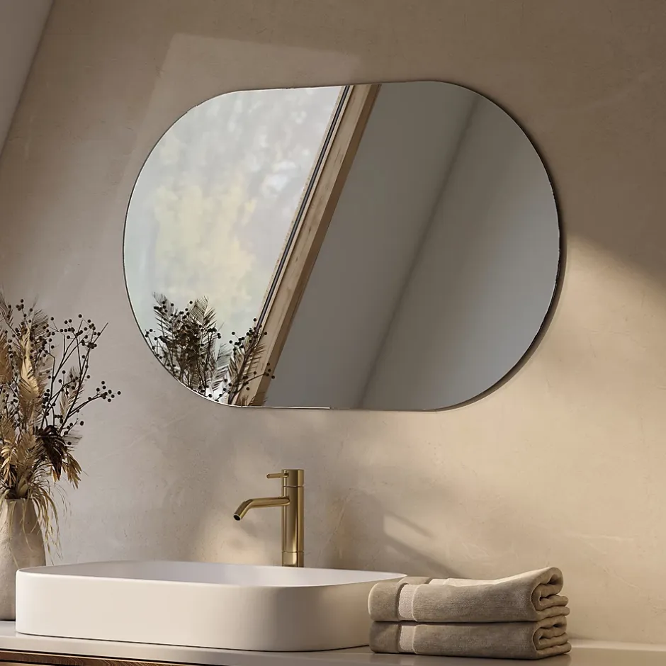 EMKE Miroir rond mural 40x70 cm, surface sans cuivre, anti-explosion, déco murale salle de bain, salon ou chambre* Miroir Simple