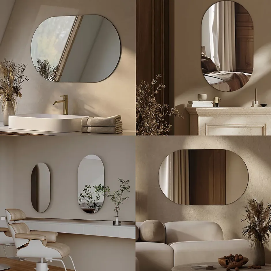 EMKE Miroir rond mural 60x100 cm, sans cuivre, résistant, pour salle de bain, entrée, salon ou chambre