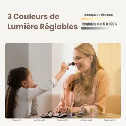 EMKE Miroir Salle de Bain avec Éclairage 80x60cm,Asymétrique,Interrupteur Tactile, 3 Couleurs de LED Lumière Réglables, Anti-Buée* Miroir Lumineux