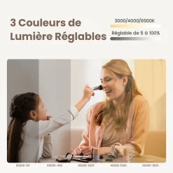 EMKE Miroir salle de bain avec éclairage, asymétrique, anti-buée, interrupteur tactile, 3 couleurs de lumière réglable, 75 x 55 cm