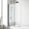 EMKE Pare de baignoire en 6 mm verre securit Paroi de douche pliable pour baignoire Revêtement Nano facile à nettoyer 120 x 140 cm