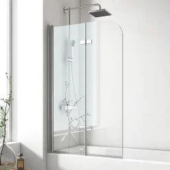 EMKE Pare de baignoire en 6 mm verre securit Paroi de douche pliable pour baignoire Revêtement Nano facile à nettoyer 120 x 140 cm