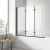 EMKE Pare-baignoire paroi de douche pour baignoire noir mat 3 parties pliable 130x140cm pare-baignoire 6mm NANO GLASS