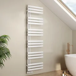 EMKE Radiateur Chauffe-Serviettes à Eau Chaude, Sèche-Serviettes Blanc 174x50cm 683W, Connexion Latérale* Sèche-Serviettes Eau Chaude