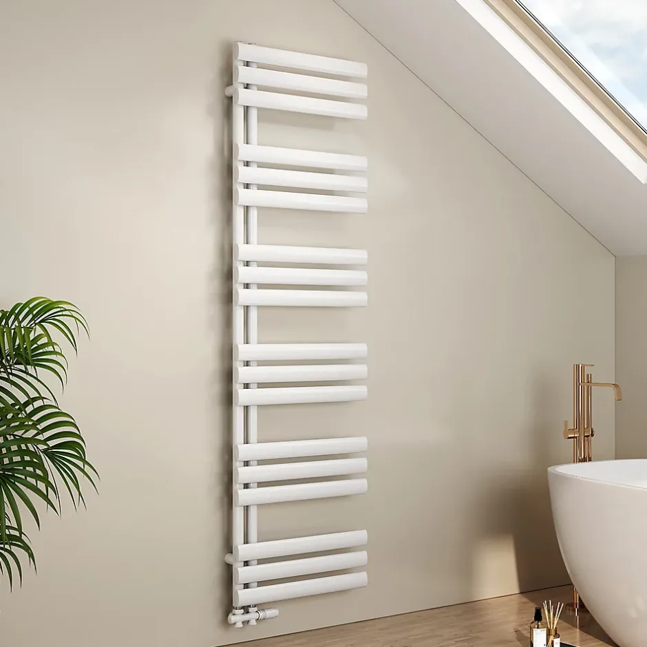 EMKE Radiateur Chauffe-Serviettes à Eau Chaude, Sèche-Serviettes Blanc 174x50cm 683W, Connexion Latérale* Sèche-Serviettes Eau Chaude