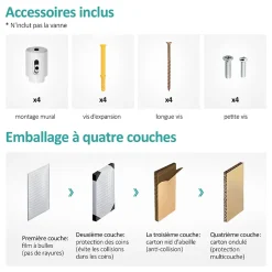 EMKE Radiateur Sèche-Serviettes à Eau Chaude Flat Panel - Blanc Brillant 132x60 cm - 798W* Sèche-Serviettes Eau Chaude