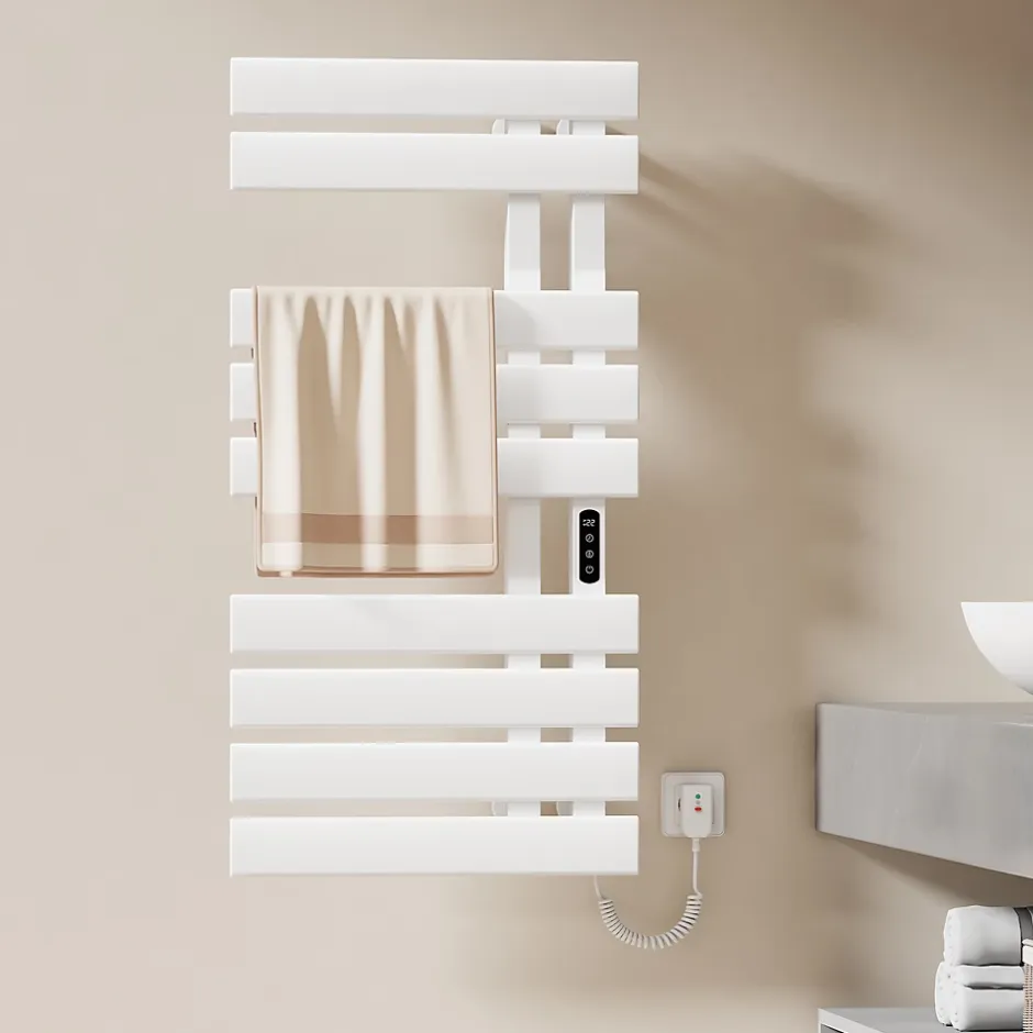 EMKE Radiateur sèche-serviettes électrique salle de bain avec thermostat, 100x50 cm, 350W, blanc brillant* Sèche-Serviettes Électrique