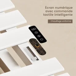 EMKE Radiateur sèche-serviettes électrique salle de bain avec thermostat, 100x50 cm, 350W, blanc brillant* Sèche-Serviettes Électrique