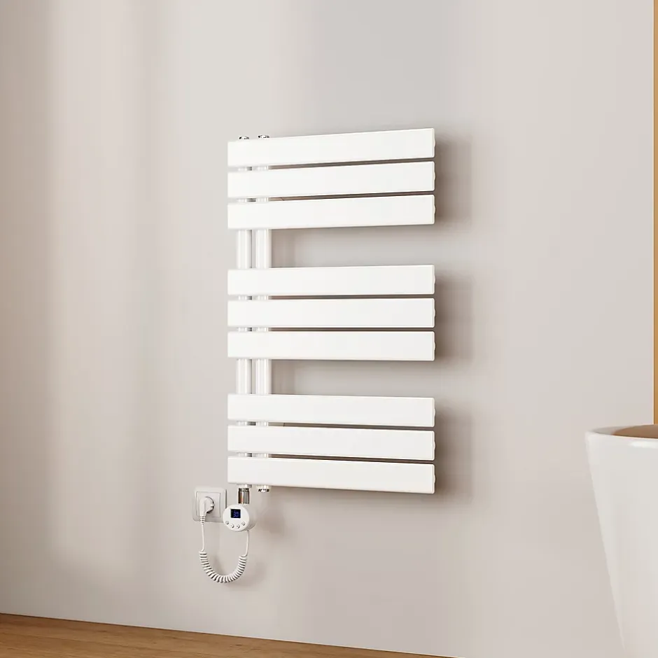 EMKE Radiateur Sèche-Serviettes Électrique 762x500 mm, Blanc 400W, WiFi, Modes Intelligents, Détection Fenêtre