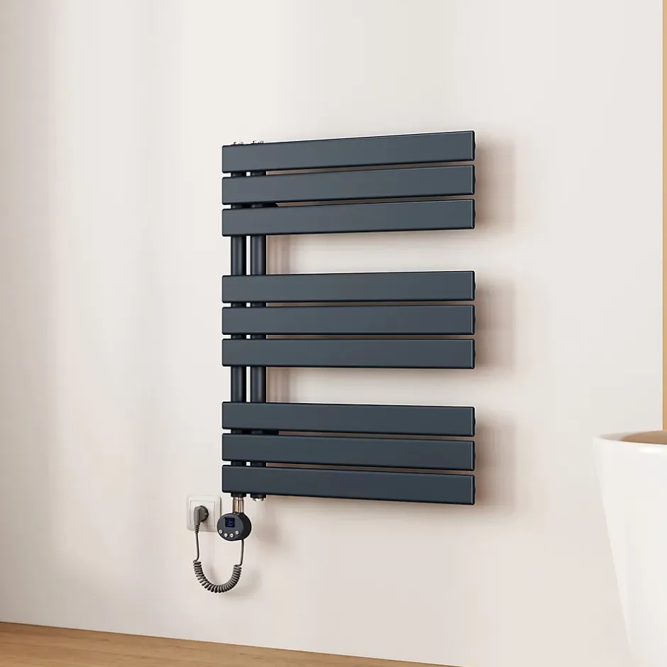 EMKE Radiateur Sèche-Serviettes Électrique 762x600 mm, Gris Anthracite 400W, WiFi, Modes Intelligents, IPX4* Sèche-Serviettes Électrique