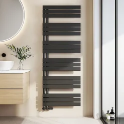 EMKE Radiateur Sèche-Serviettes à Eau Chaude Flat Panel - Noir Mat 160x60 cm - 958W* Sèche-Serviettes Eau Chaude