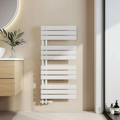 EMKE Radiateur Sèche-Serviettes à Eau Chaude Flat Panel - Blanc Brillant 104x50 cm - 529W* Sèche-Serviettes Eau Chaude