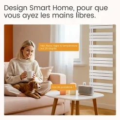 EMKE Radiateur Sèche-Serviettes Électrique 1041x400 mm, Blanc 400W, WiFi, Modes Intelligents, Détection Fenêtre* Sèche-Serviettes Électrique