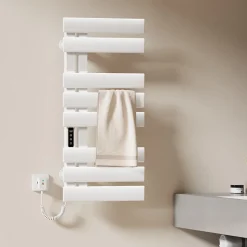 EMKE Radiateur sèche-serviettes électrique salle de bain avec thermostat, 85x40 cm, 285W, blanc brillant