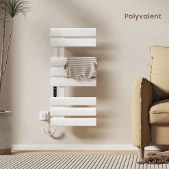 EMKE Radiateur sèche-serviettes électrique salle de bain avec thermostat, 85x40 cm, 285W, blanc brillant