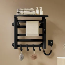 EMKE Radiateur sèche-serviettes électrique salle de bain 50 x 50 cm, température constante intelligente, noir mat* Sèche-Serviettes Électrique
