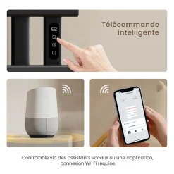 EMKE Radiateur sèche-serviettes électrique salle de bain avec thermostat, panneau chauffant, minuterie, 100x50 cm, 350W, noir mat