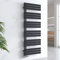 EMKE Radiateur Sèche-Serviettes Eau Chaude 160x60 cm Flat Panel Noir Mat Puissance 958W