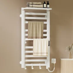 EMKE Radiateur sèche-serviettes électrique salle de bain 100 x 50 cm, température constante intelligente, 280 W, blanc brillant* Sèche-Serviettes Électrique