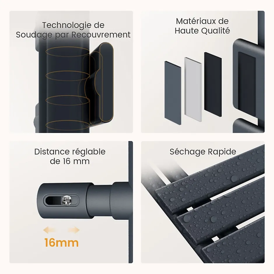 EMKE Radiateur Sèche-Serviettes Électrique 1320x600 mm, Gris Anthracite 800W, WiFi, Modes Intelligents, IPX4