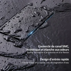 EMKE Receveur de douche receveur de douche plat antidérapant SMC receveur de douche à découper, 120x90cm, Noire