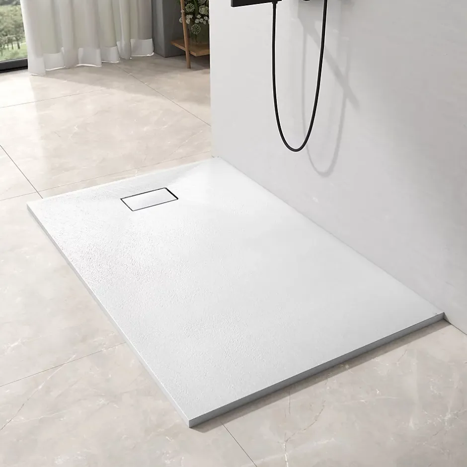 EMKE Receveur de douche receveur de douche plat antidérapant SMC receveur de douche à découper, 120x90cm, Blanc* Receveur De Douche
