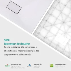 EMKE Receveur de douche receveur de douche plat antidérapant SMC receveur de douche à découper, 120x90cm, Blanc* Receveur De Douche