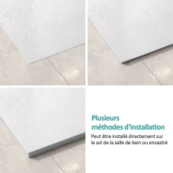EMKE Receveur de douche receveur de douche plat antidérapant SMC receveur de douche à découper, 120x90cm, Blanc* Receveur De Douche
