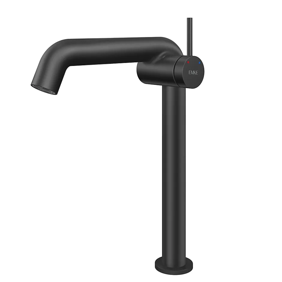 EMKE Robinet de Salle de Bain Noir Mat, 332 x 220 x 76 mm, Laiton, Cartouche Céramique, Mitigeur pour Lavabo, Installation Facile* Robinet Lavabo Et Vasque