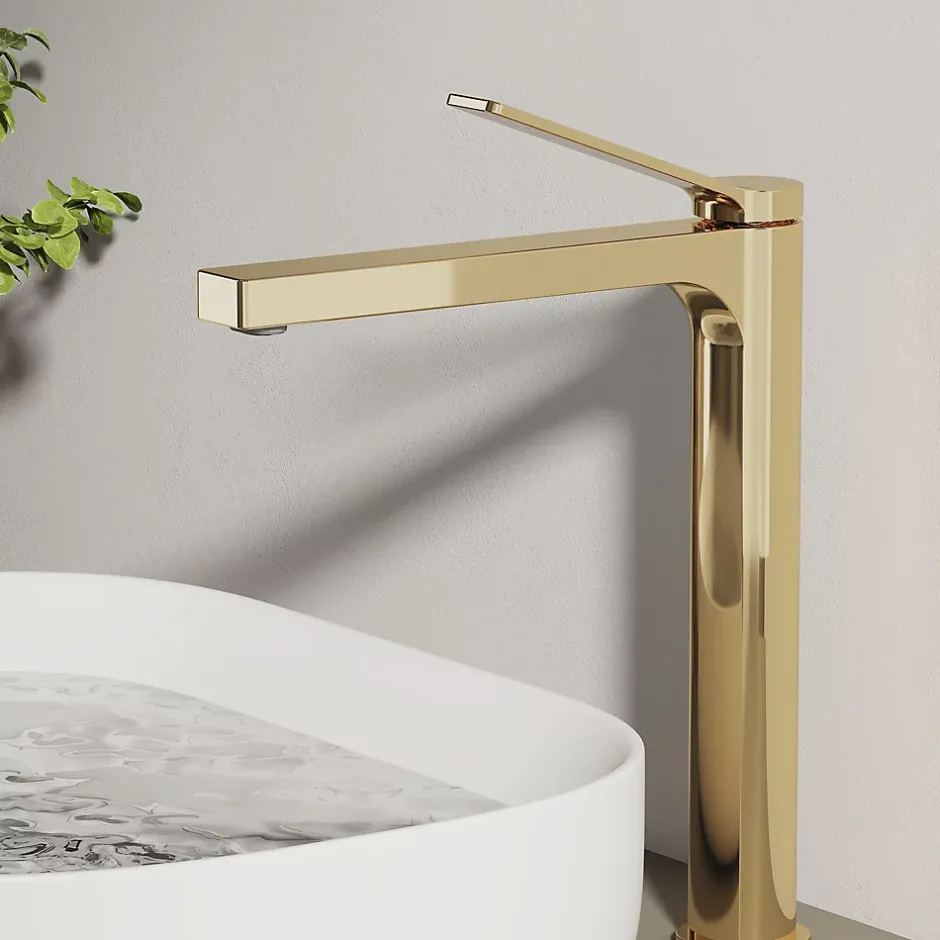 EMKE Robinet Lavabo Salle de Bain 335x233x46 mm Or Champagne, Mitigeur en Cuivre, Robinet de Cuisine , Cartouche Céramique* Robinet Lavabo Et Vasque