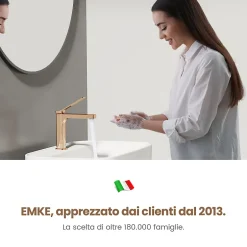 EMKE Robinet Salle de Bain Or Rose, 195x173x46 mm, Cartouche Céramique, Cuivre, Mitigeur de lavabo, Connexion 90 mm* Robinet Lavabo Et Vasque