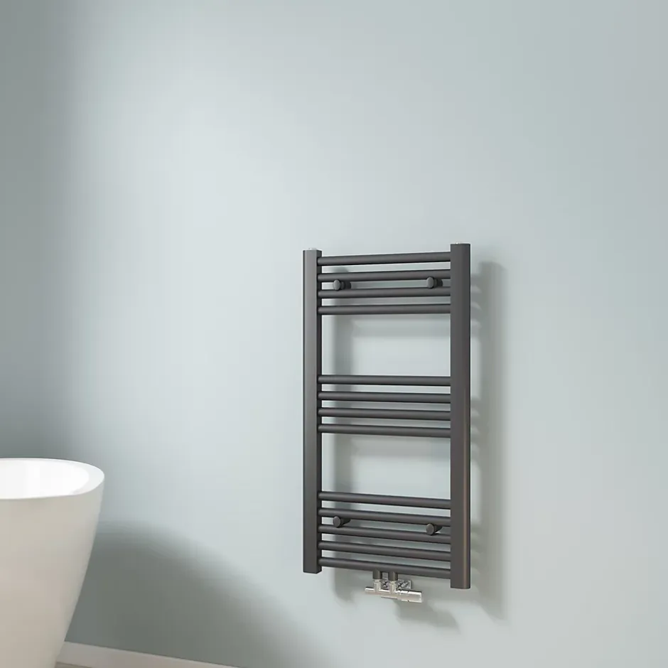 EMKE Sèche-serviette eau chaude, Radiateur sèche-serviettes raccordement central Anthracite 75x40cm 244Watts