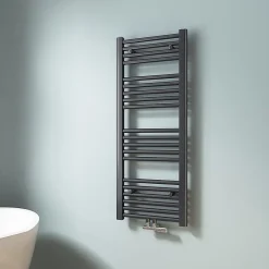 EMKE Sèche-serviette eau chaude, Radiateur sèche-serviettes raccordement central Anthracite 100x40cm 356Watts* Sèche-Serviettes Eau Chaude