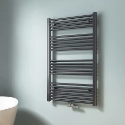 EMKE Sèche-serviette eau chaude, Radiateur sèche-serviettes raccordement central Anthracite 100x60cm 498Watts