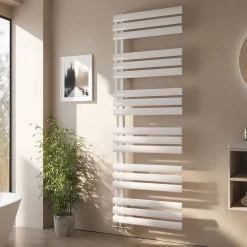 EMKE Sèche-serviette eau chaude à raccord latéral, radiateur sèche-serviettes blanc 174 x 60 cm, 782 W* Sèche-Serviettes Eau Chaude