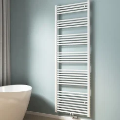 EMKE Sèche-serviette eau chaude, Radiateur sèche-serviettes raccordement central Blanc 180x60cm 860Watts