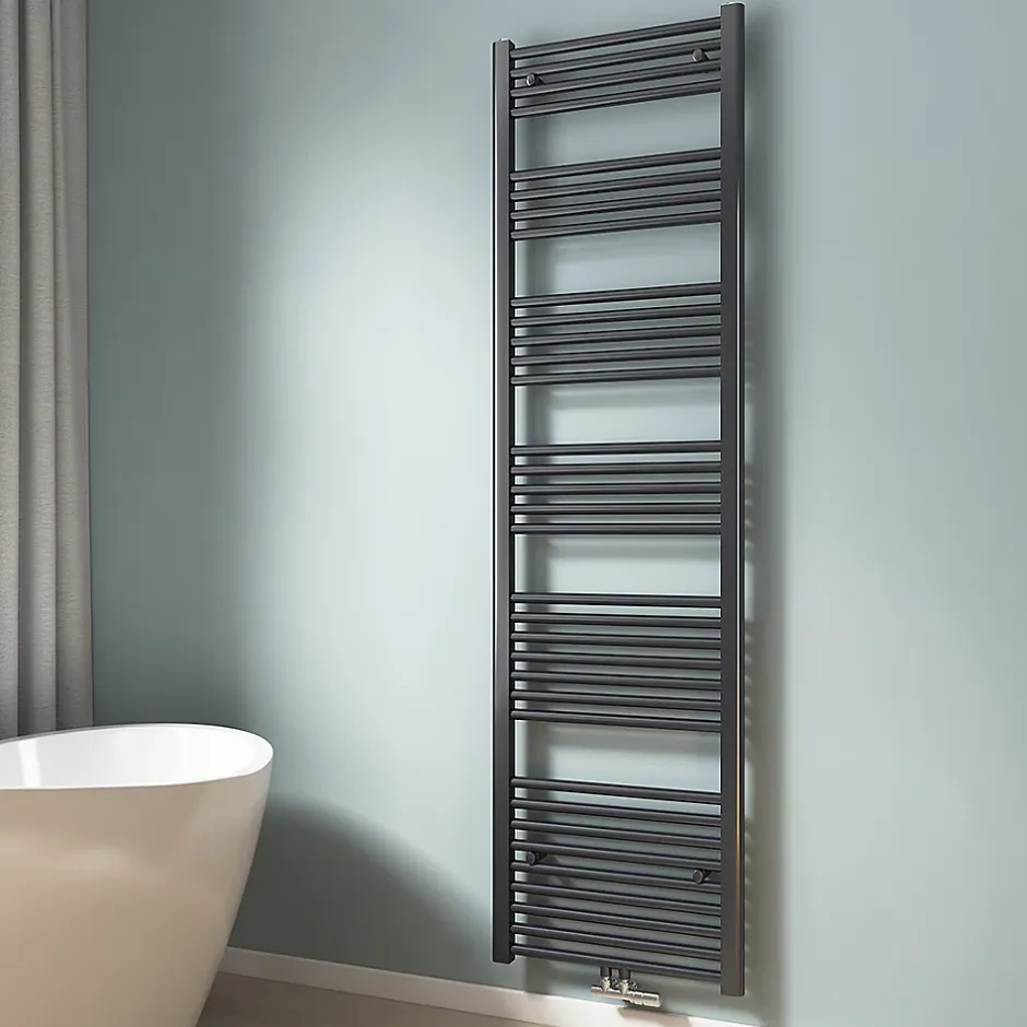 EMKE Sèche-serviette eau chaude, Radiateur sèche-serviettes raccordement central Anthracite 180x50cm 739Watts* Sèche-Serviettes Eau Chaude