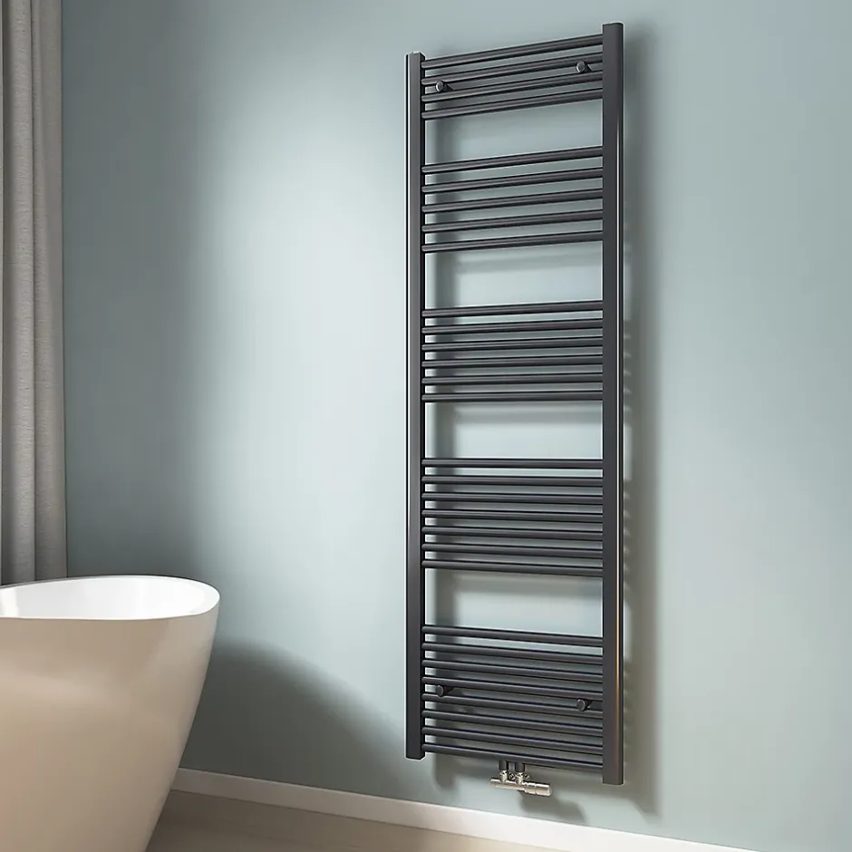 EMKE Sèche-serviette eau chaude, Radiateur sèche-serviettes raccordement central Anthracite 180x50cm 739Watts* Sèche-Serviettes Eau Chaude