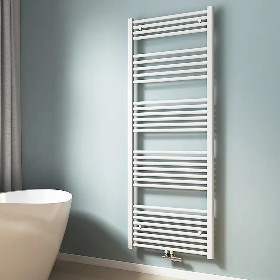 EMKE Sèche-serviette eau chaude, Radiateur sèche-serviettes raccordement central Blanc 160x60cm 761Watts