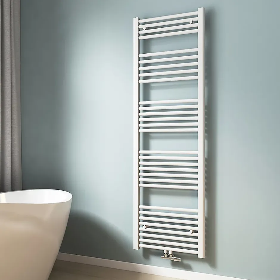 EMKE Sèche-serviette eau chaude, Radiateur sèche-serviettes raccordement central Blanc 160x50cm 654Watts* Sèche-Serviettes Eau Chaude