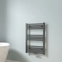 EMKE Sèche-serviette eau chaude, Radiateur sèche-serviettes raccordement central Anthracite 75x50cm 291Watts* Sèche-Serviettes Eau Chaude