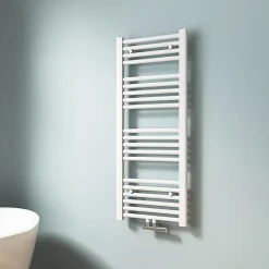 EMKE Sèche-serviette eau chaude, Radiateur sèche-serviettes raccordement central Blanc 100x40cm 356Watts* Sèche-Serviettes Eau Chaude