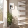 EMKE Sèche-serviette eau chaude à raccord latéral, radiateur sèche-serviettes blanc 143 x 40 cm, 484 W* Sèche-Serviettes Eau Chaude