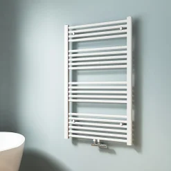 EMKE Sèche-serviette eau chaude, Radiateur sèche-serviettes raccordement central Blanc 100x60cm 498Watts* Sèche-Serviettes Eau Chaude