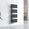 EMKE Sèche-serviettes à Eau Chaude Panneau Plat, Sèche-serviettes connexion latérale pour, Noir 1041x400mm 456Watts