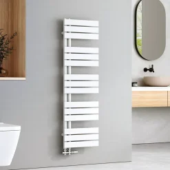 EMKE Sèche-serviettes à Eau Chaude Panneau Plat, Sèche-serviettes connexion latérale pour, Blanc 1320x400mm 570Watts