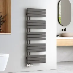 EMKE Sèche-serviettes à Eau Chaude Panneau Plat, Sèche-serviettes connexion latérale pour, Anthracite 1320x500mm 695Watts* Sèche-Serviettes Eau Chaude