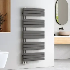 EMKE Sèche-serviettes à Eau Chaude Panneau Plat, Sèche-serviettes connexion latérale pour, Anthracite 1320x600mm 838Watts* Sèche-Serviettes Eau Chaude